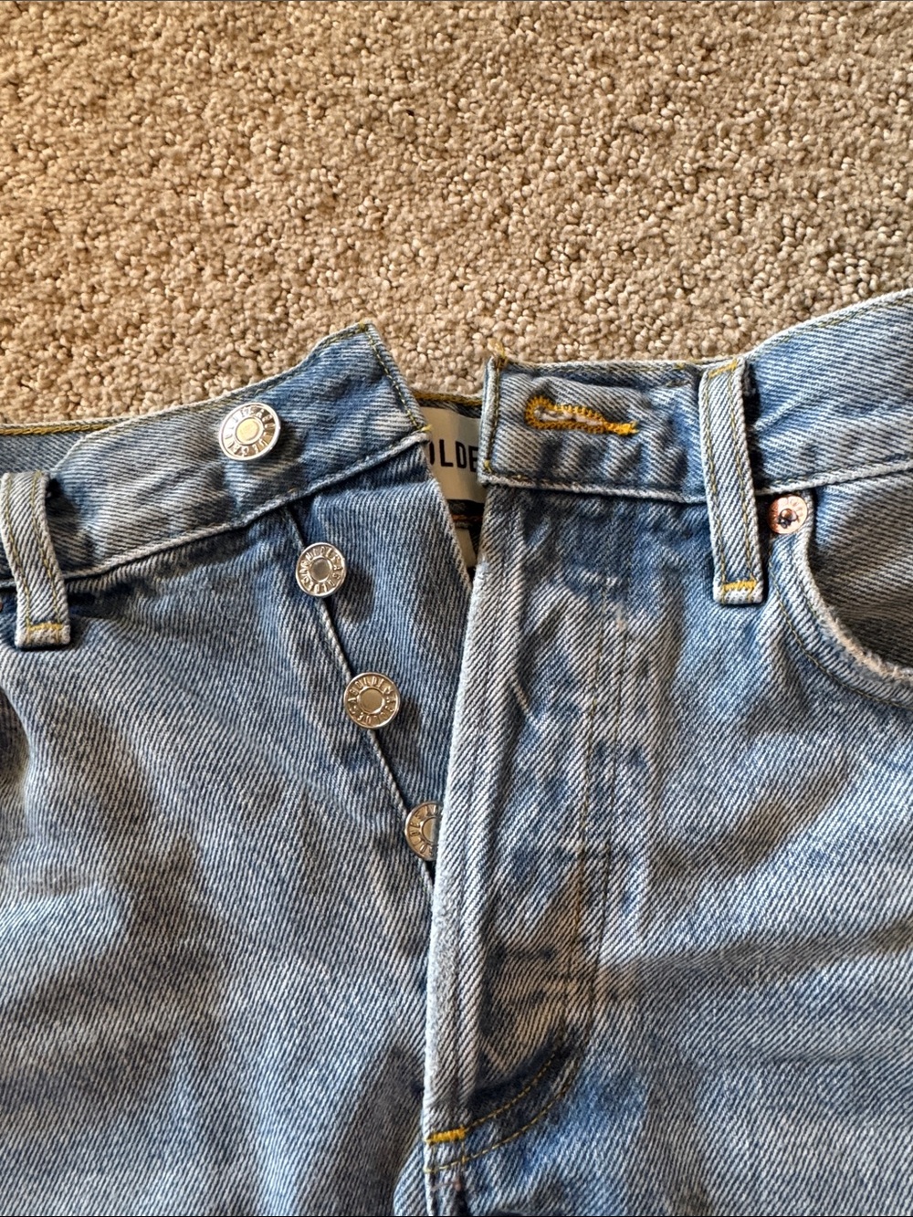 Agolde Light Wash Distressed Denim Cutoff Shorts - Picture 4 of 4